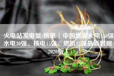 火电站发电量(榜单 | 中国燃煤火电150强、水电30强、核电15强、燃机15强最新数据（2020版）)