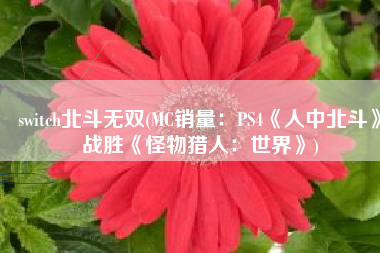 switch北斗无双(MC销量：PS4《人中北斗》战胜《怪物猎人：世界》)