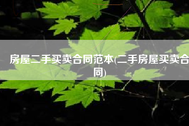 房屋二手买卖合同范本(二手房屋买卖合同)