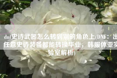 dnf史诗武器怎么转到别的角色上(DNF：出任意史诗装备都能转换毕业，韩服休亚实验室解析)