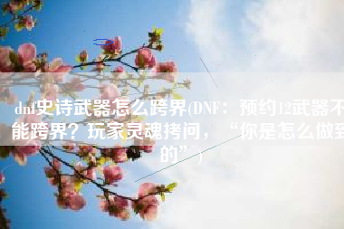 dnf史诗武器怎么跨界(DNF：预约12武器不能跨界？玩家灵魂拷问，“你是怎么做到的”)