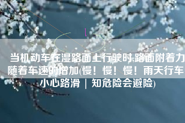 当机动车在湿路面上行驶时,路面附着力随着车速的增加(慢！慢！慢！雨天行车，小心路滑 | 知危险会避险)