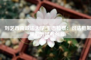 刘艺西南政法大学(生态检察：司法框架里的尝试与创新)