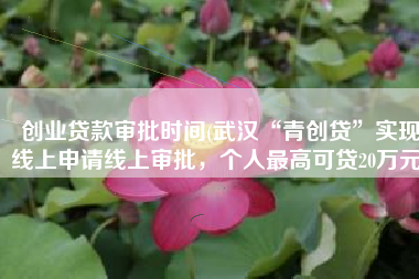 创业贷款审批时间(武汉“青创贷”实现线上申请线上审批，个人最高可贷20万元)