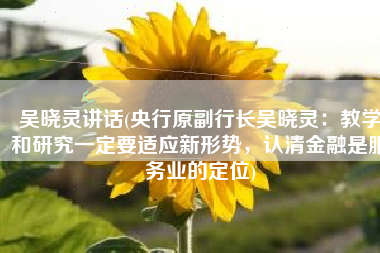 吴晓灵讲话(央行原副行长吴晓灵：教学和研究一定要适应新形势，认清金融是服务业的定位)