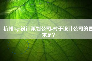 杭州logo设计策划公司-对于设计公司的要求是？