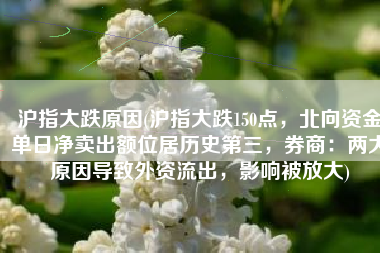 沪指大跌原因(沪指大跌150点，北向资金单日净卖出额位居历史第三，券商：两大原因导致外资流出，影响被放大)