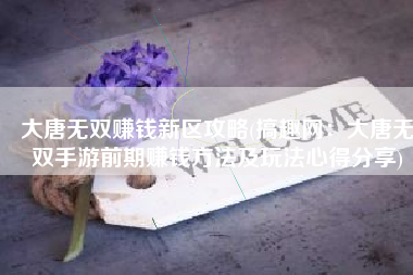 大唐无双赚钱新区攻略(搞趣网：大唐无双手游前期赚钱方法及玩法心得分享)