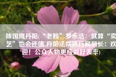 陈国鹰丹阳(“老赖”罗永浩：就算“卖艺”也会还债 丹阳法院执行局局长：欢迎！公众人物更应做好表率)
