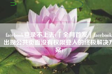 facebook登录不上去(「全网首发」facebook出现公共页面没有权限登入的终极解决方案)