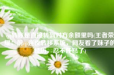 qq转账是直接转到对方余额里吗(王者荣耀：前cp连夜转移系统，网友看了妹子的经历，忍不住怒了)