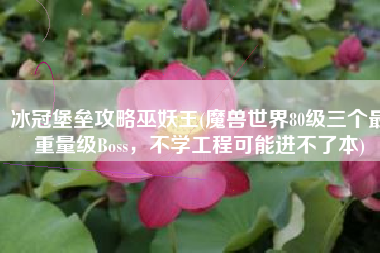 冰冠堡垒攻略巫妖王(魔兽世界80级三个最重量级Boss，不学工程可能进不了本)
