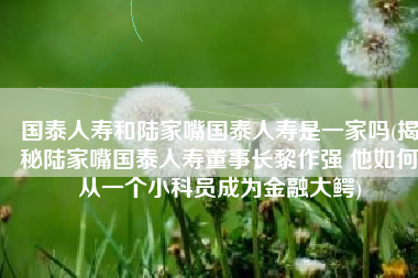 国泰人寿和陆家嘴国泰人寿是一家吗(揭秘陆家嘴国泰人寿董事长黎作强 他如何从一个小科员成为金融大鳄)