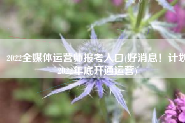 2022全媒体运营师报考入口(好消息！计划2022年底开通运营)