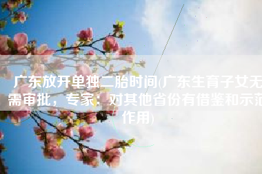 广东放开单独二胎时间(广东生育子女无需审批，专家：对其他省份有借鉴和示范作用)