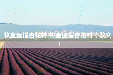 牧童遥指杏花村(牧童遥指杏花村（散文）)