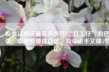 股票认购证最高多少钱(“打工仔”的逆袭：靠炒股赚得百亿，如今出手又赚5个亿)