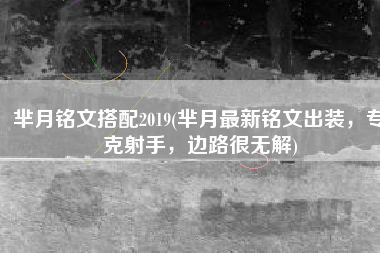 芈月铭文搭配2019(芈月最新铭文出装，专克射手，边路很无解)