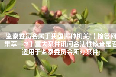 监察委员会属于我国哪种机关(【检答网集萃—72】重大案件讯问合法性核查是否适用于监察委员会所办案件)