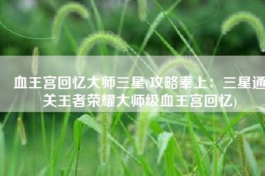 血王宫回忆大师三星(攻略奉上：三星通关王者荣耀大师级血王宫回忆)