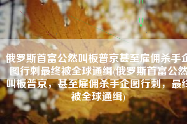 俄罗斯首富公然叫板普京甚至雇佣杀手企图行刺最终被全球通缉(俄罗斯首富公然叫板普京，甚至雇佣杀手企图行刺，最终被全球通缉)