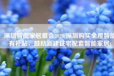 深圳智能家居展会2020(深圳购买全屋智能有补贴，鼓励新建住宅配套智能家居)