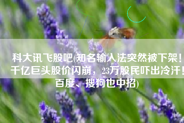 科大讯飞股吧(知名输入法突然被下架！千亿巨头股价闪崩，23万股民吓出冷汗！百度、搜狗也中招)