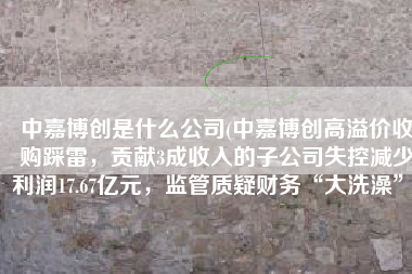 中嘉博创是什么公司(中嘉博创高溢价收购踩雷，贡献3成收入的子公司失控减少利润17.67亿元，监管质疑财务“大洗澡”)