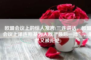 欧盟会议上的惊人发言(三连讲话，欧盟会议上泽连斯基为入欧“最后一搏”，果然又被拒绝)