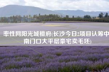 率性网阳光城檀府(长沙今日2项目认筹中！南门口大平层豪宅卖毛坯)