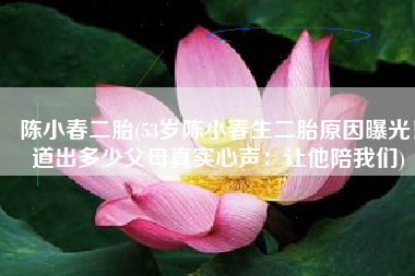 陈小春二胎(53岁陈小春生二胎原因曝光！道出多少父母真实心声：让他陪我们)