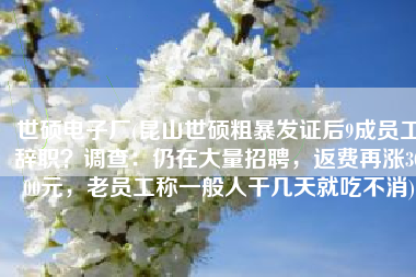 世硕电子厂(昆山世硕粗暴发证后9成员工辞职？调查：仍在大量招聘，返费再涨3000元，老员工称一般人干几天就吃不消)