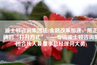 波士顿咨询集团法(金融改革加速，用正确的“打开方式”——专访波士顿咨询集团合伙人兼董事总经理何大勇)