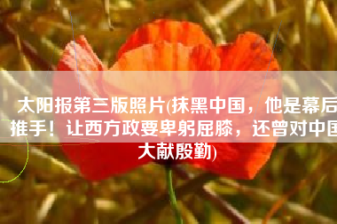 太阳报第三版照片(抹黑中国，他是幕后推手！让西方政要卑躬屈膝，还曾对中国大献殷勤)