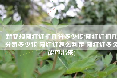 新交规闯红灯扣几分多少钱(闯红灯扣几分罚多少钱 闯红灯怎么判定 闯红灯多久能查出来)