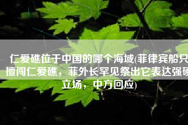 仁爱礁位于中国的哪个海域(菲律宾船只擅闯仁爱礁，菲外长罕见祭出它表达强硬立场，中方回应)