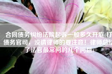 合同债务纠纷法院起诉一般多久开庭(打债务官司，没请律师的要注意！律师总结了法官最常问的几个问题)