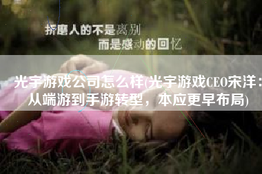 光宇游戏公司怎么样(光宇游戏CEO宋洋：从端游到手游转型，本应更早布局)