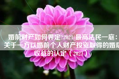 婚前财产如何界定?2021(最高法民一庭：关于一方以婚前个人财产投资取得的婚后收益的认定（2021）)