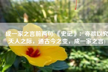 成一家之言前两句(《史记》：亦欲以究天人之际，通古今之变，成一家之言)