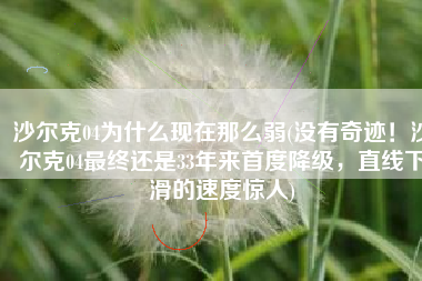 沙尔克04为什么现在那么弱(没有奇迹！沙尔克04最终还是33年来首度降级，直线下滑的速度惊人)