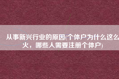 从事新兴行业的原因(个体户为什么这么火，哪些人需要注册个体户)