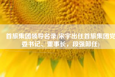 首旅集团领导名录(宋宇出任首旅集团党委书记、董事长，段强卸任)