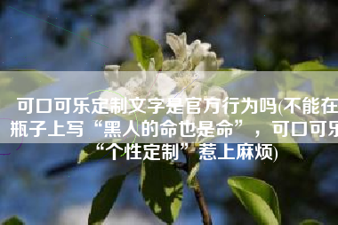 可口可乐定制文字是官方行为吗(不能在瓶子上写“黑人的命也是命”，可口可乐“个性定制”惹上麻烦)