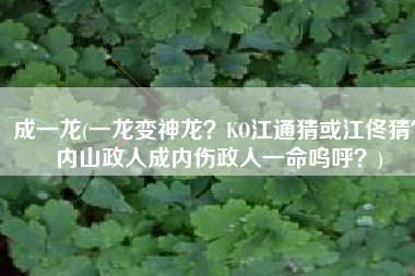 成一龙(一龙变神龙？KO江通猜或江佟猜？内山政人成内伤政人一命呜呼？)