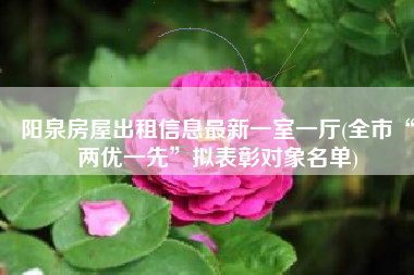 阳泉房屋出租信息最新一室一厅(全市“两优一先”拟表彰对象名单)
