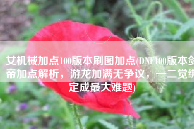 女机械加点100版本刷图加点(DNF100版本剑帝加点解析，游龙加满无争议，一二觉绑定成最大难题)