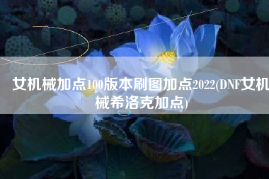 女机械加点100版本刷图加点2022(DNF女机械希洛克加点)