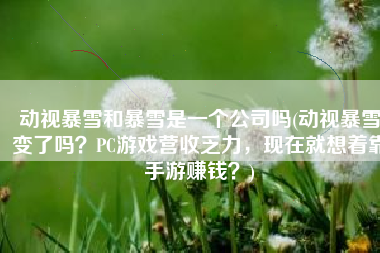 动视暴雪和暴雪是一个公司吗(动视暴雪变了吗？PC游戏营收乏力，现在就想着靠手游赚钱？)