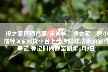 投之家官网首页(钱爸爸、投之家、唐小僧等50家网贷平台上线涉嫌非法集资案件登记 登记时间截至明年3月9日)